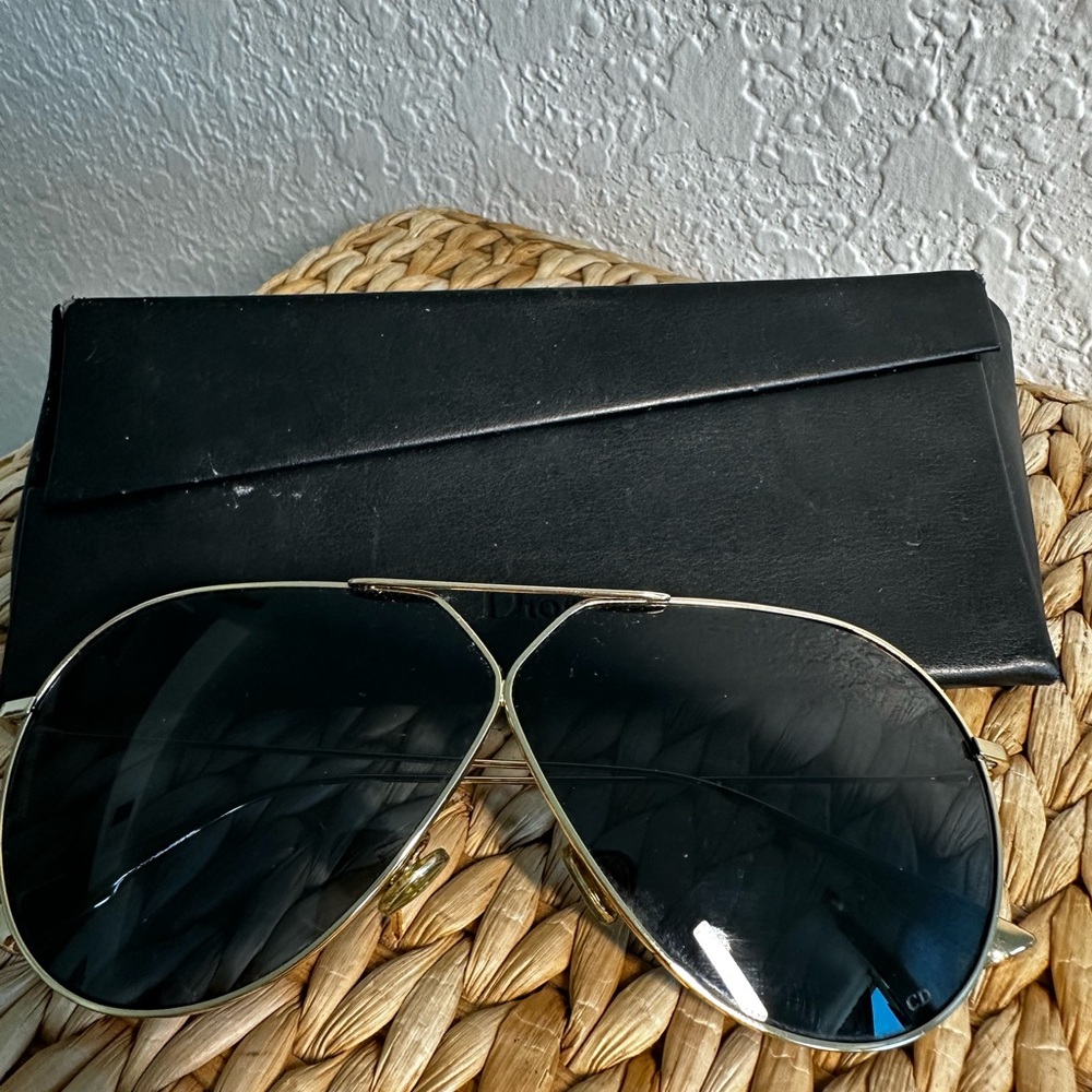 Dior Gold Aviator Sunglasses with Dark Lenses
